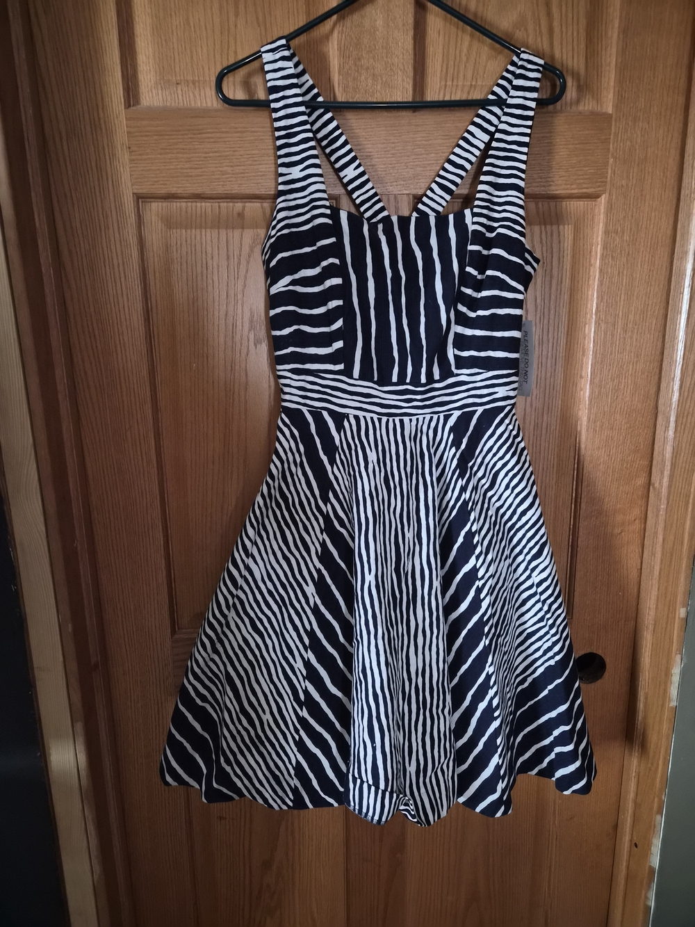 New York & Company Blue and White Striped Fit-and-Flare Mini Dress